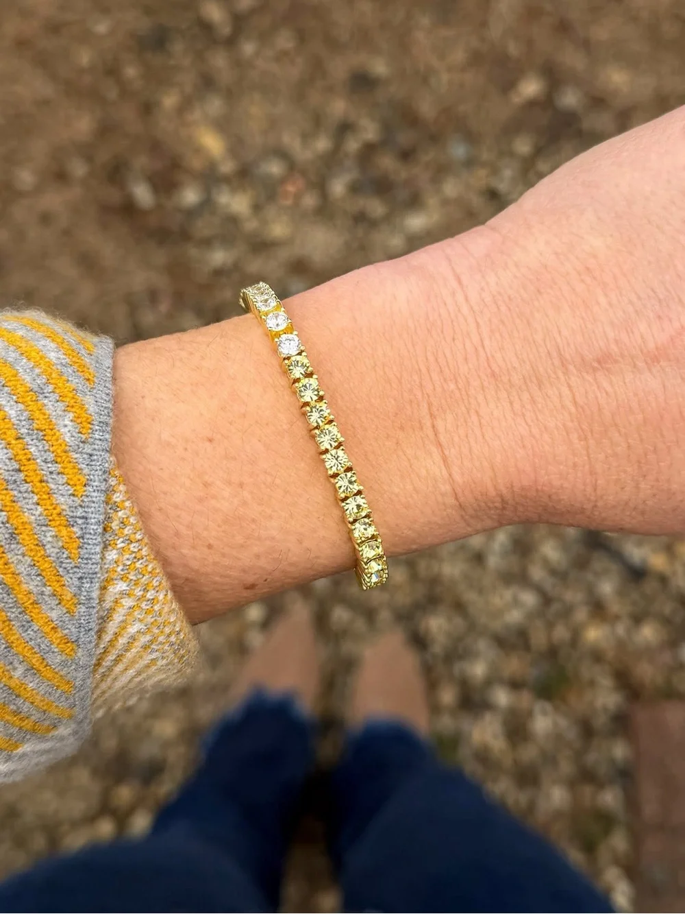 Park Lane BUTTERCUP Impression Tennis Bracelet, Yellow/Clear CZs, 7”+2”, NWT